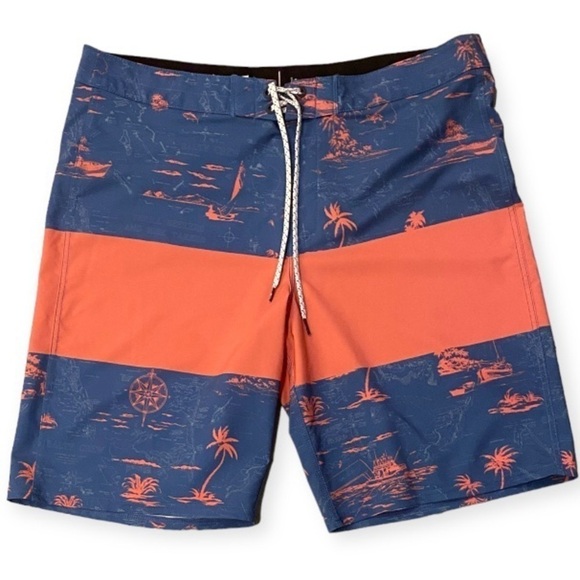 Salty Crew Topwater Boardshort Boardshorts Blue Pink Fishing Swim Surf Size 38 - Picture 1 of 11